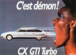 Publicité Citroën CX par Jean-Paul Goude, avec Grace Jones (1984)