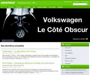 Capture d'écran du site de Greenpeace