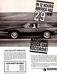 Publicité vantant les records de vitesse battus par l'Avanti